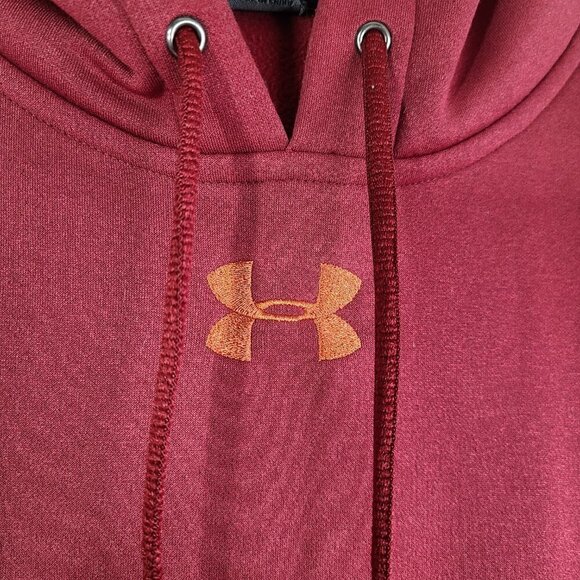 Under Armour Loose Dark Red Pull Over Hooded Sweater - Picture 3 of 6